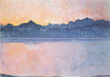 Копия картины "lake geneva with mont blanc in the morning light" художника "ходлер фердинанд"