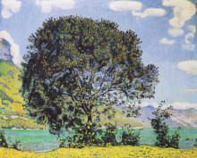 Копия картины "a view of lake brienz from bodeli" художника "ходлер фердинанд"