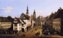 Репродукция картины "the marketplace at pirna" художника "беллотто бернардо"