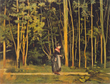 Копия картины "walking at the forest edge" художника "ходлер фердинанд"