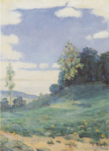 Картина "landscape with two small trees" художника "ходлер фердинанд"