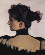 Репродукция картины "portrait of berthe jacques, wife of the artist" художника "ходлер фердинанд"