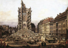 Картина "the ruins of the old kreuzkirche, dresden" художника "беллотто бернардо"