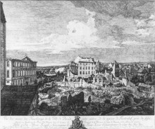 Репродукция картины "dresden, the ruins of the pirnaische vorstadt" художника "беллотто бернардо"