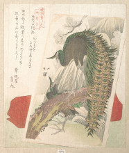 Картина "painting of peacocks, waterfall and a red pillow" художника "хоккей тойота"