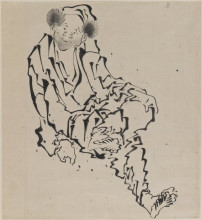 Картина "drawing of man seated with left leg resting over right knee" художника "хокусай кацусика"