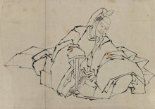 Картина "drawing of seated nobleman in full costume" художника "хокусай кацусика"