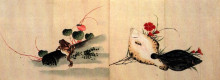 Репродукция картины "flat fish and pink" художника "хокусай кацусика"