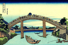 Копия картины "fuji seen through the mannen bridge at fukagawa" художника "хокусай кацусика"