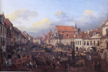Картина "view of cracow suburb leading to the castle square" художника "беллотто бернардо"