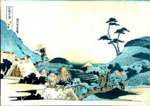 Картина "landscape with two falconers" художника "хокусай кацусика"