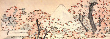 Репродукция картины "mount fuji seen throught cherry blossom" художника "хокусай кацусика"