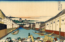 Репродукция картины "nihonbashi bridge in edo" художника "хокусай кацусика"
