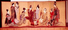 Копия картины "nine&#160;women&#160;playing&#160;the&#160;game of&#160;fox" художника "хокусай кацусика"
