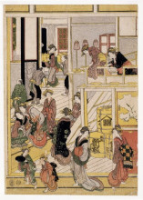Копия картины "new year&#39;s days of the teahouse ogi-ya" художника "хокусай кацусика"