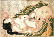 Репродукция картины "the dream of the fisherman&#39;s wife" художника "хокусай кацусика"