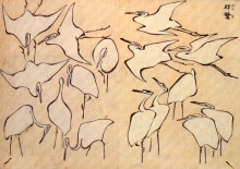Картина "cranes from quick lessons in simplified drawing" художника "хокусай кацусика"