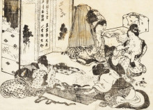 Репродукция картины "scene of housekeeping. four women are working" художника "хокусай кацусика"
