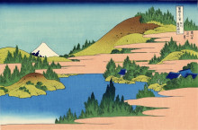 Копия картины "the lake of hakone in the segami province" художника "хокусай кацусика"