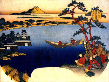 Репродукция картины "view of lake suwa" художника "хокусай кацусика"