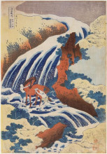 Картина "waterfall&#160;yoshino&#160;in&#160;yamato&#160;province&#160;where&#160;yoshitne&#160;washed&#160;his&#160;horse" художника "хокусай кацусика"