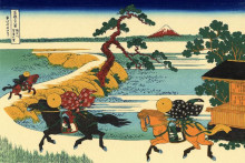 Копия картины "the fields of sekiya by the sumida river" художника "хокусай кацусика"