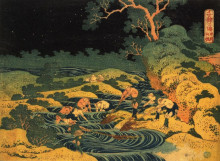 Картина "fishing by torchlight in kai province, from oceans of wisdom" художника "хокусай кацусика"
