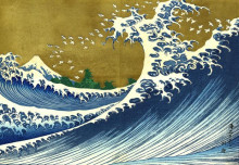 Репродукция картины "a colored version of the big wave" художника "хокусай кацусика"