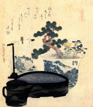 Копия картины "a lacquered washbasin and ewer" художника "хокусай кацусика"