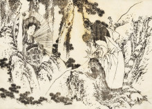 Копия картины "oiran, a special beautiful courtesan" художника "хокусай кацусика"