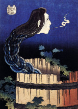 Копия картины "a woman ghost appeared from a well" художника "хокусай кацусика"