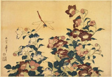 Репродукция картины "bluebells and&#160;dragonflies" художника "хокусай кацусика"