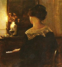 Картина "a lady playing the piano" художника "холсё карл"