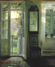 Картина "girl standing on a balcony" художника "холсё карл"