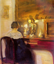 Картина "a lady playing the spinet" художника "холсё карл"