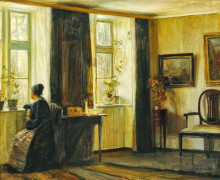 Копия картины "interior with the artist&#39;s wife at the window" художника "холсё карл"