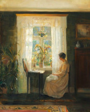 Копия картины "a woman at a sunny window" художника "холсё карл"