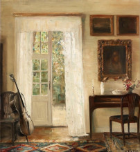 Копия картины "interior with a cello" художника "холсё карл"