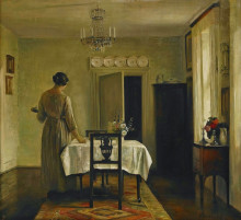 Картина "artist&#39;s wife setting the table" художника "холсё карл"