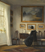 Репродукция картины "lady seated in a drawing room" художника "холсё карл"