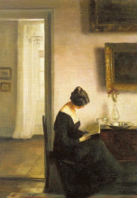 Картина "woman reading in an interior" художника "холсё карл"