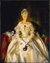 Репродукция картины "mrs. t in cream silk, no. 2" художника "беллоуз джордж"