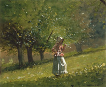 Картина "girl with hay rake" художника "хомер уинслоу"