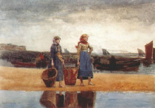 Копия картины "two girls on the beach, tynemouth" художника "хомер уинслоу"