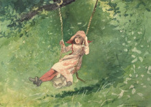 Картина "girl on a swing" художника "хомер уинслоу"