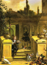 Репродукция картины "view of a terrace" художника "хондекутер мельхиор де"