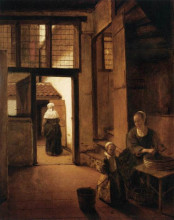 Копия картины "interior of a dutch house" художника "хох питер де"
