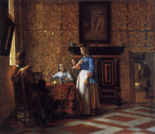 Картина "interior with figures" художника "хох питер де"