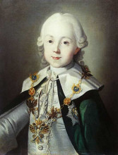Репродукция картины "portrait of paul of russia dressed as chevalier of the order of st. andrew" художника "христинек карл людвиг"