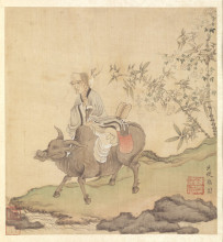 Репродукция картины "lao-tzu riding an ox" художника "хуншоу чень"